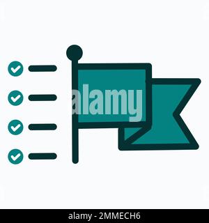 Todo list and goal target achievement flat icon design. Can be used for business app and web icons Stock Vector