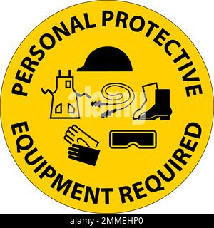 Floor Sign, Personal Protective Equipment Required Stock Vector