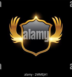 A vector Illustration of v in black background with gold shine effect Stock Vector