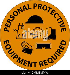 Floor Sign, Personal Protective Equipment Required Stock Vector