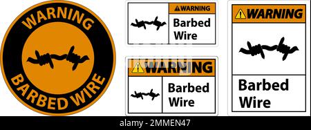Warning Sign Barbed Wire On White Background Stock Vector
