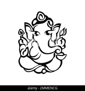 lord Ganesh. Ganesh Puja. Ganesh Chaturthi. It is used for postcards, prints, textiles, tattoo. Ornament with God Ganesha. Illustration of Happy Ganes Stock Vector