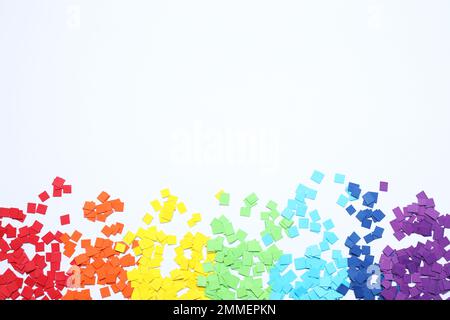 Rainbow palette made with colorful paper, top view Stock Photo