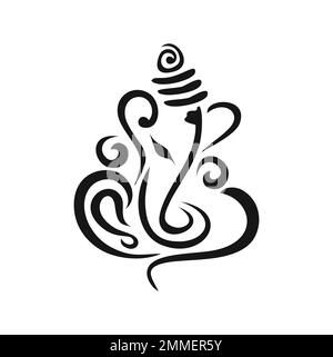 lord Ganesh. Ganesh Puja. Ganesh Chaturthi. It is used for postcards, prints, textiles, tattoo. Ornament with God Ganesha. Illustration of Happy Ganes Stock Vector