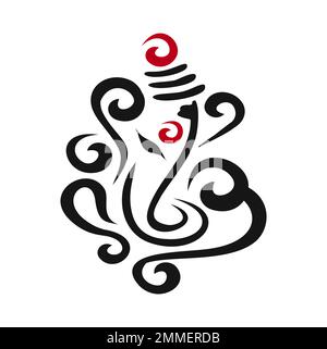 lord Ganesh. Ganesh Puja. Ganesh Chaturthi. It is used for postcards, prints, textiles, tattoo. Ornament with God Ganesha. Illustration of Happy Ganes Stock Vector