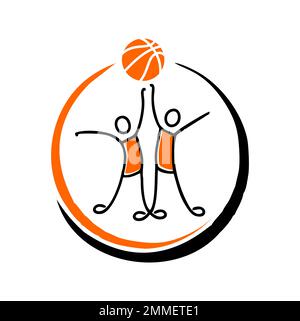 A vector Illustration of Basketball Stickman Figure Logo Sign Stock Vector