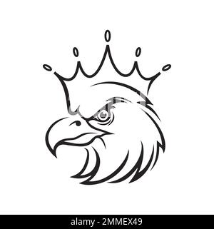vector illustration of eagle head with crown on white background Stock ...