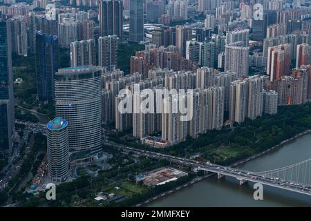 Overlooking the panoramic view of guangzhou city Stock Photo