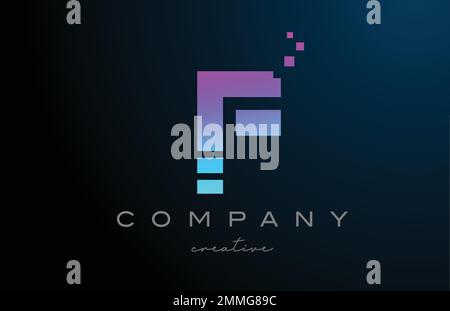 pink blue dots F alphabet letter logo icon design. Template design for company or business idea Stock Vector