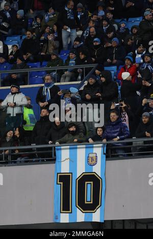 January 29, 2023, Naples, Italy: Stepham El Shaarawy of AS Roma celebrates  after scoring goal during the Serie A match between SSC Napoli v AS Roma at  Stadio Diego Armando Maradona. (Credit