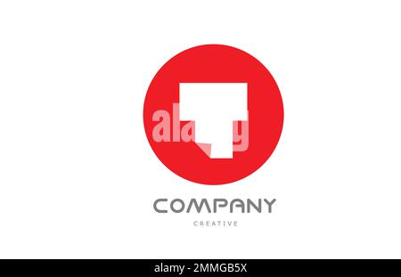 T geometric alphabet letter logo icon design with folded corner. Red circle template design for company or business. Vector element for identity. Logo Stock Vector