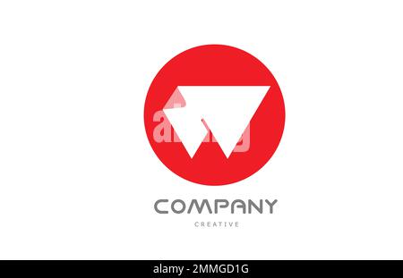 W geometric alphabet letter logo icon design with folded corner. Red circle template design for company or business. Vector element for identity. Logo Stock Vector