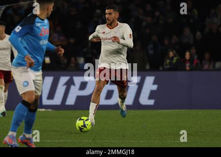 Naples, Campania, Italy. 29th Jan, 2023. During the Italian Serie A Football match SSC Napoli vs FC Roma on January 29, 2023 at the Diego Armando Maradona Stadium in Naples.In Picture: Lorenzo Pellegrini of AS Roma (Credit Image: © Fabio Sasso/ZUMA Press Wire) EDITORIAL USAGE ONLY! Not for Commercial USAGE! Credit: ZUMA Press, Inc./Alamy Live News Stock Photo