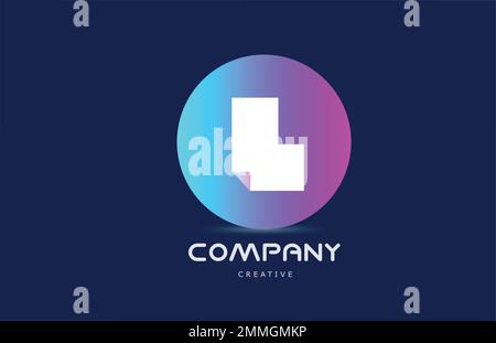 pink blue L geometric alphabet letter logo icon design with folded corner. Template for company with circle. Vector element for identity Stock Vector