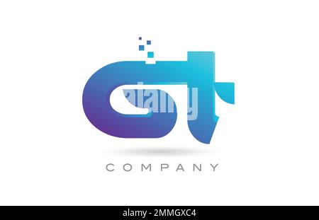 GT connected alphabet letter logo icon combination design with dots and ...