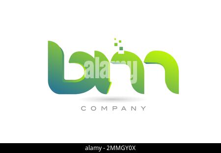joined BM alphabet letter logo icon combination design with dots and green color. Creative template for business and company Stock Vector