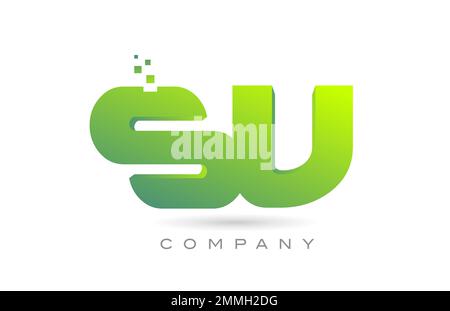 joined SV alphabet letter logo icon combination design with dots and green color. Creative template for business and company Stock Vector