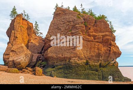 Exposed Rock at Low Tide in the Bay of Fundy in New Brunswick. Stock Photo