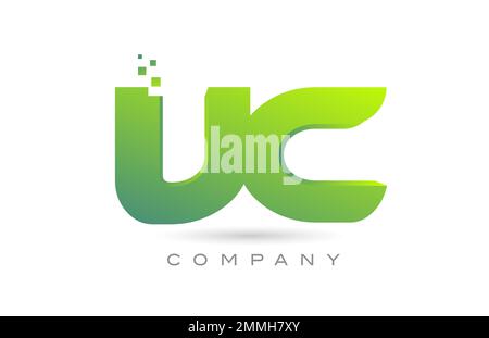 joined VC alphabet letter logo icon combination design with dots and green color. Creative template for business and company Stock Vector
