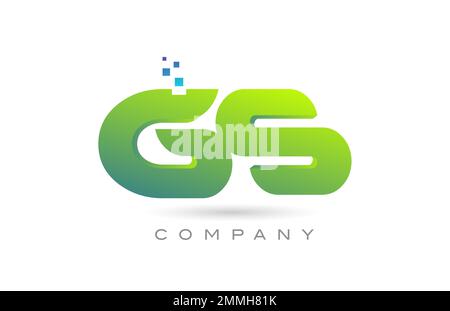 joined GS alphabet letter logo icon combination design with dots and green color. Creative template for business and company Stock Vector