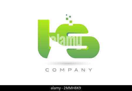 joined TS alphabet letter logo icon combination design with dots and green color. Creative template for business and company Stock Vector