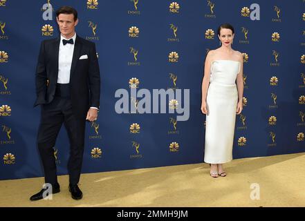 Claire Foy (left) and Matt Smith attending the season two premiere of The  Crown at the Odeon, Leicester Square, London Stock Photo - Alamy