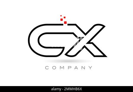 CX connected alphabet letter logo icon combination design with dots and red color. Creative template for business and company Stock Vector