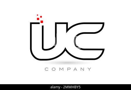 VC connected alphabet letter logo icon combination design with dots and red color. Creative template for business and company Stock Vector