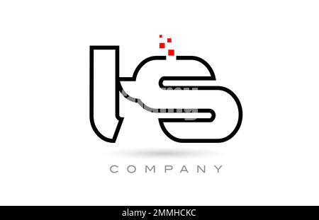 TS connected alphabet letter logo icon combination design with dots and red color. Creative template for business and company Stock Vector