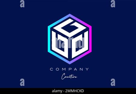pink blue A three letter cube alphabet letter logo icon design with ...