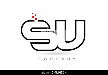 SV connected alphabet letter logo icon combination design with dots and red color. Creative template for business and company Stock Vector