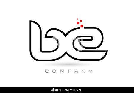 BE connected alphabet letter logo icon combination design with dots and red color. Creative template for business and company Stock Vector