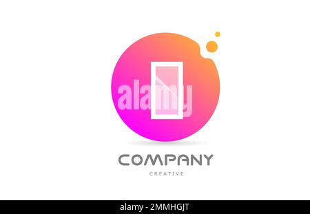 pink yellow dots I alphabet letter logo icon with transparency. Creative template for business Stock Vector
