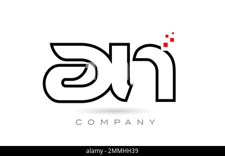 AN connected alphabet letter logo icon combination design with dots and red color. Creative template for business and company Stock Vector