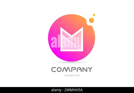 pink yellow dots M alphabet letter logo icon with transparency. Creative template for business Stock Vector