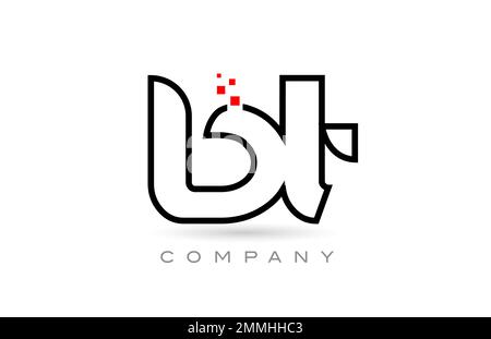 BT connected alphabet letter logo icon combination design with dots and red color. Creative template for business and company Stock Vector