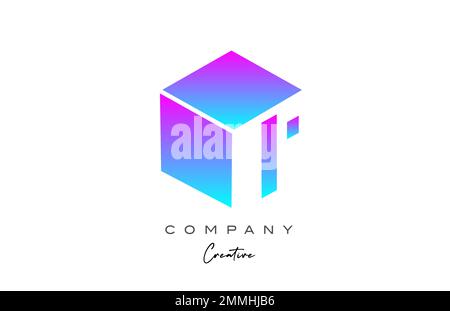 pink blue cube I letter alphabet letter logo icon design. Creative design template for business and company Stock Vector