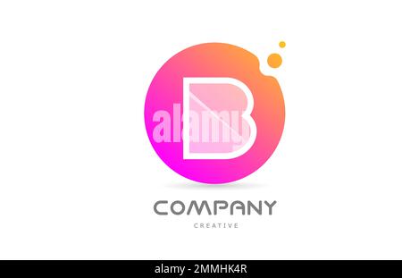 pink yellow dots B alphabet letter logo icon with transparency. Creative template for business Stock Vector