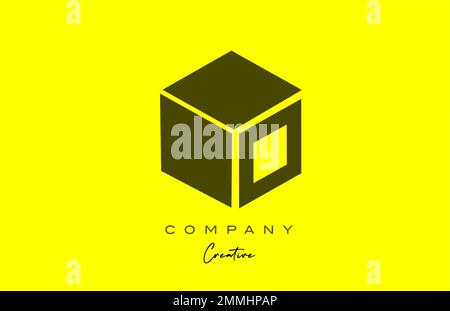 yellow black O letter alphabet letter logo icon design. Creative cube design template for business and company Stock Vector