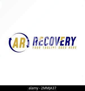Letter or word AR and RECOVERY san serif font with arrow circle image graphic icon logo design abstract concept vector related to initial or wordmark Stock Vector