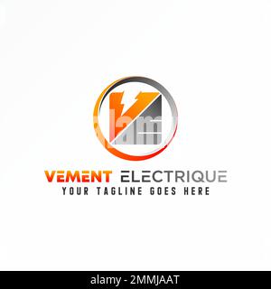 Letter or word VE or EV font in circle with power or electric image graphic icon logo design abstract concept vector stock  initial or energy Stock Vector