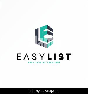 Letter or word LE or EL font in 3D hexagon image graphic icon logo design abstract concept vector stock. Can be used as a symbol related to initial. Stock Vector