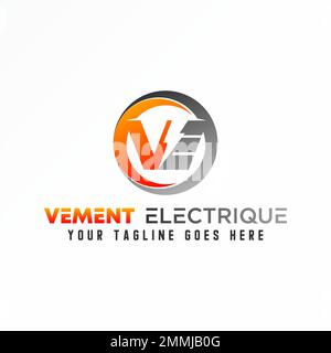 Letter or word VE or EV font in circle with power or electric image graphic icon logo design abstract concept vector stock  initial or energy Stock Vector