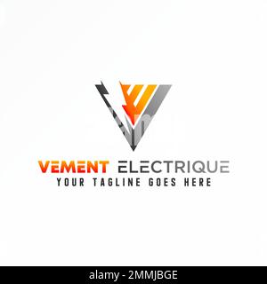 Letter or word VE or EV font in circle with power or electric image graphic icon logo design abstract concept vector stock  initial or energy Stock Vector