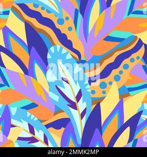 Colorful ornamental psychedelic pattern. Funky vector texture with colorful abstract organic shapes. Stock Vector