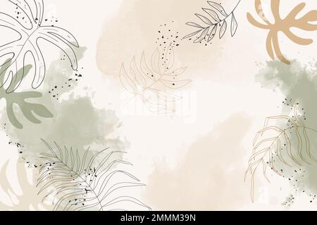 Beige leafy watercolor background vector Stock Vector