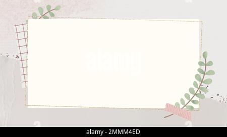 Leafy gold frame on beige background vector Stock Vector