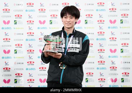 Tokyo, Japan. 29th Jan, 2023. Shunsuke Togami Table Tennis : All Japan Table Tennis Championships 2023 Award ceremony at Tokyo Metropolitan Gymnasium in Tokyo, Japan . Credit: AFLO SPORT/Alamy Live News Stock Photo