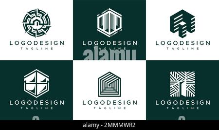 Abstract home architecture logo design template. House architect logo branding. Stock Vector
