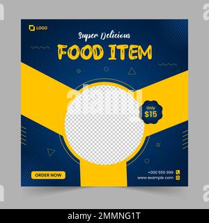 Super delicious food social media post template Stock Vector